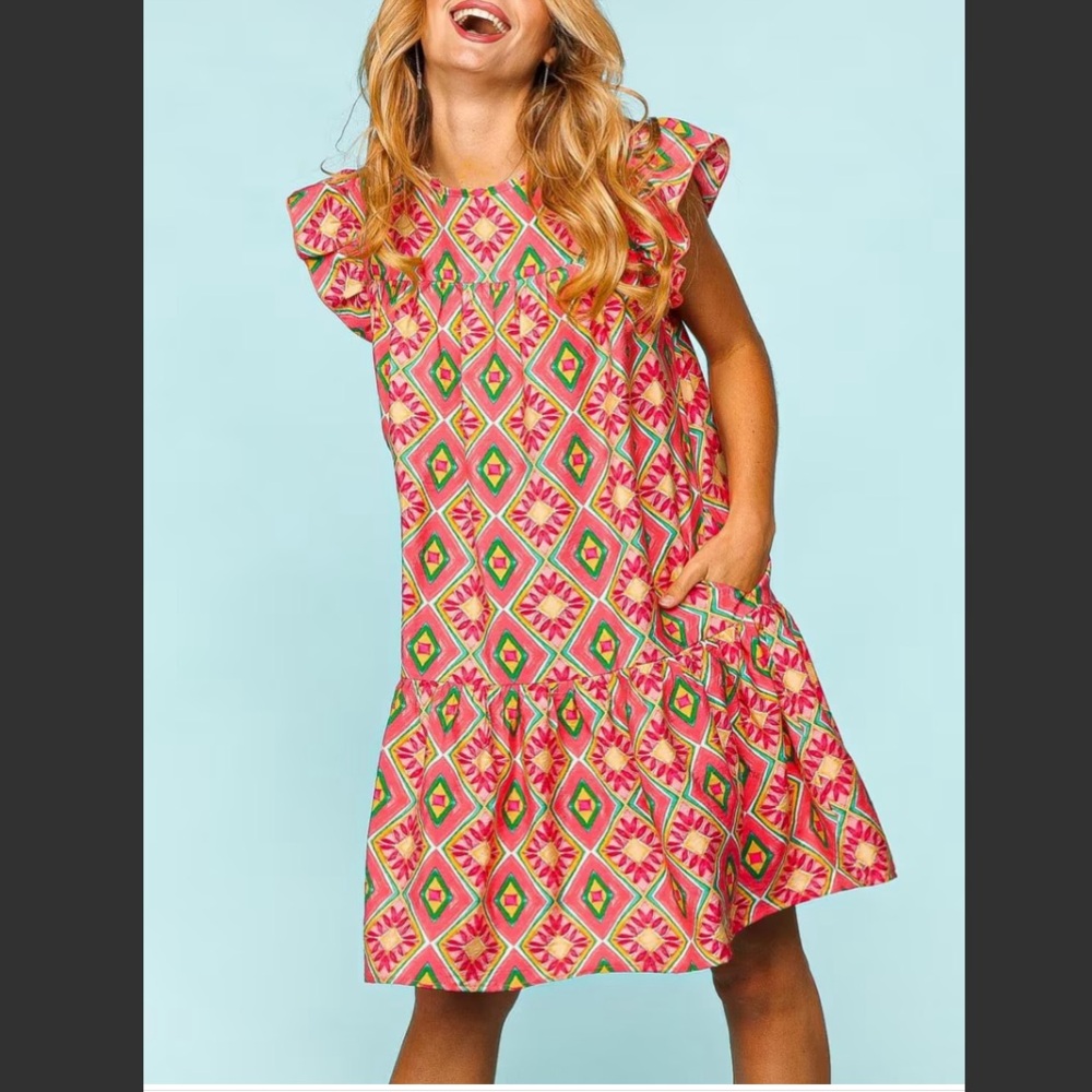 NIP Haptics Boho Geo Print Swing Dress